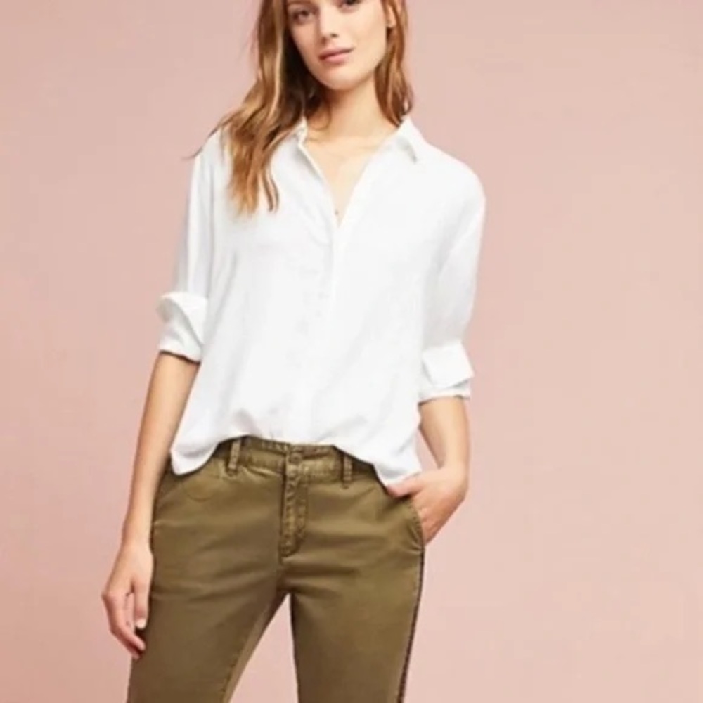 Anthropologie 1X Cloth & Stone White Button-Down Shirt